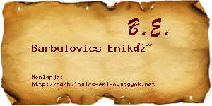 Barbulovics Enikő névjegykártya